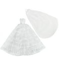 thumbnail image 5 of E-TING White Gorgeous Long Wedding Dress Princess Gown Clothes with Veil for Girl Dolls, 5 of 5