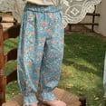 thumbnail image 2 of Odeerbi 1-9 Years Toddler Girls Cotton Bloomers Summer Floral Ruffle Jogger Pants Flower Print Cute Leisure Lantern Pants Haren Pants, 2 of 9