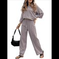 thumbnail image 1 of Traje de Dos Piezas para Mujer: Cuello Redondo, Top Básico, Pantalón . Gris XL, 1 of 8