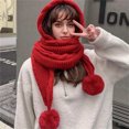 thumbnail image 5 of Thicken Knit Ushanka Neck Gaiter Furry Lining Thicken Neck Warmer Knit Scarf for Cold Weather Insulated Hat, 5 of 8