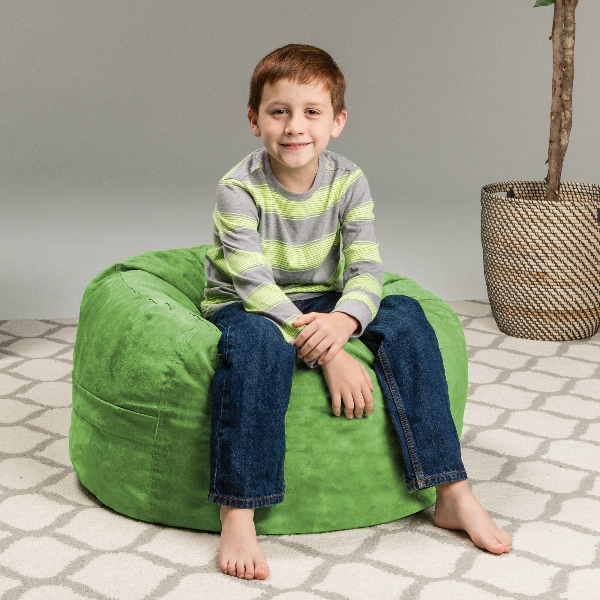 Chill Sack Bean Bag Chair, Memory Foam Lounger with Microsuede Cover, Kids, 2 ft, Lime