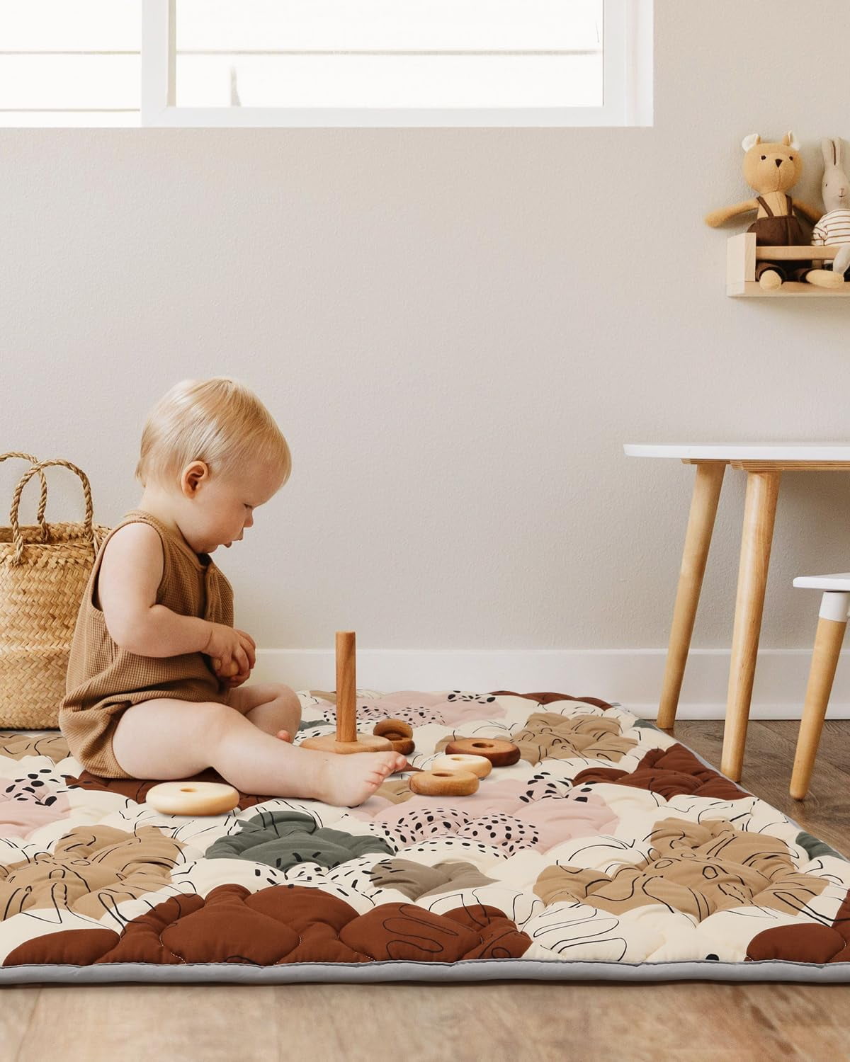 EUZODNAK Baby Play Mats for Floor, 50x50 Play Mat for Playpen, Foldable and Machine Washable Baby Crawling Mat