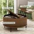thumbnail image 3 of Yechen 31.5" Round Coffee Table with Storage,Fluted Lift Top Center Table, Midcentury Modern Flip-top Curved Table for Living Room,Walnut, 3 of 9