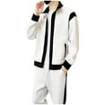 thumbnail image 4 of Kakii Men's Two-Tone Sport Set, Block Track Suit with Zip-Front Jacket & Side Stripe Joggers, Casual Performance Wear, 4 of 7