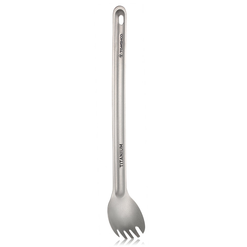 TOMSHOO Titanium Long Handle Spork Outdoor Portable Matte Finish Dinner