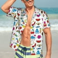 thumbnail image 5 of Yiaed Summer Print Hawaiian Shirt for Men Short Sleeve Button Down Shirts Beach Shirts for Men-Large, 5 of 5