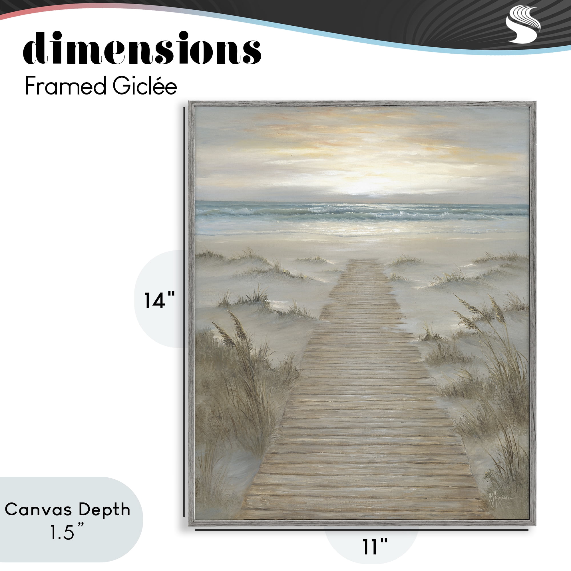 Stupell Industries The Path Towards Sunrise Gray Framed Giclee Art, design by Georgia Janisse