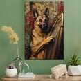 thumbnail image 2 of Belgian Malinois Cute Dog Harp Stretched Canvas Size 8x12 – Retro Belgian Malinois Dog Batter in Action With Harp for Themed Living Room, 2 of 5
