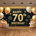 thumbnail image 5 of Golden Theme 70th Birthday Banner Sparkling Design Happy Birthday Display Balloon Decor Gift Box 70th Celebration Backdrop for 70th Birthday Party Senior Celebration Milestone Event, 5 of 9