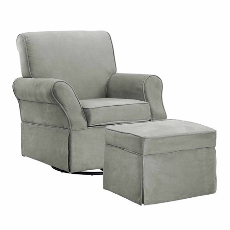 Baby Relax The Kelcie Nursery Swivel Glider Chair And Ottoman Set, Grey