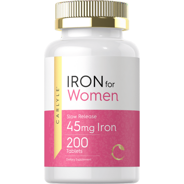 Iron Supplement for Women 45mg 200 Tablets Vegetarian, NonGMO