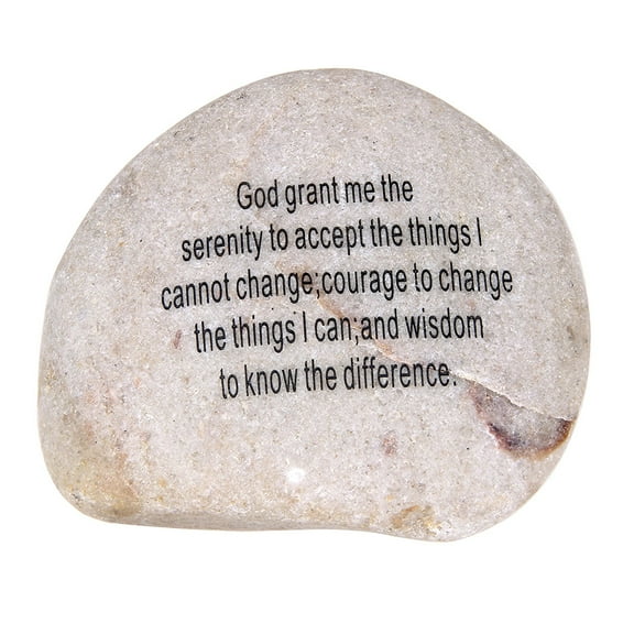 Extra Large Engraved Inspirational Serenity Prayer and Cross double sides engraved Stone ( 4 - 4.5 Inches ) from the Hol
