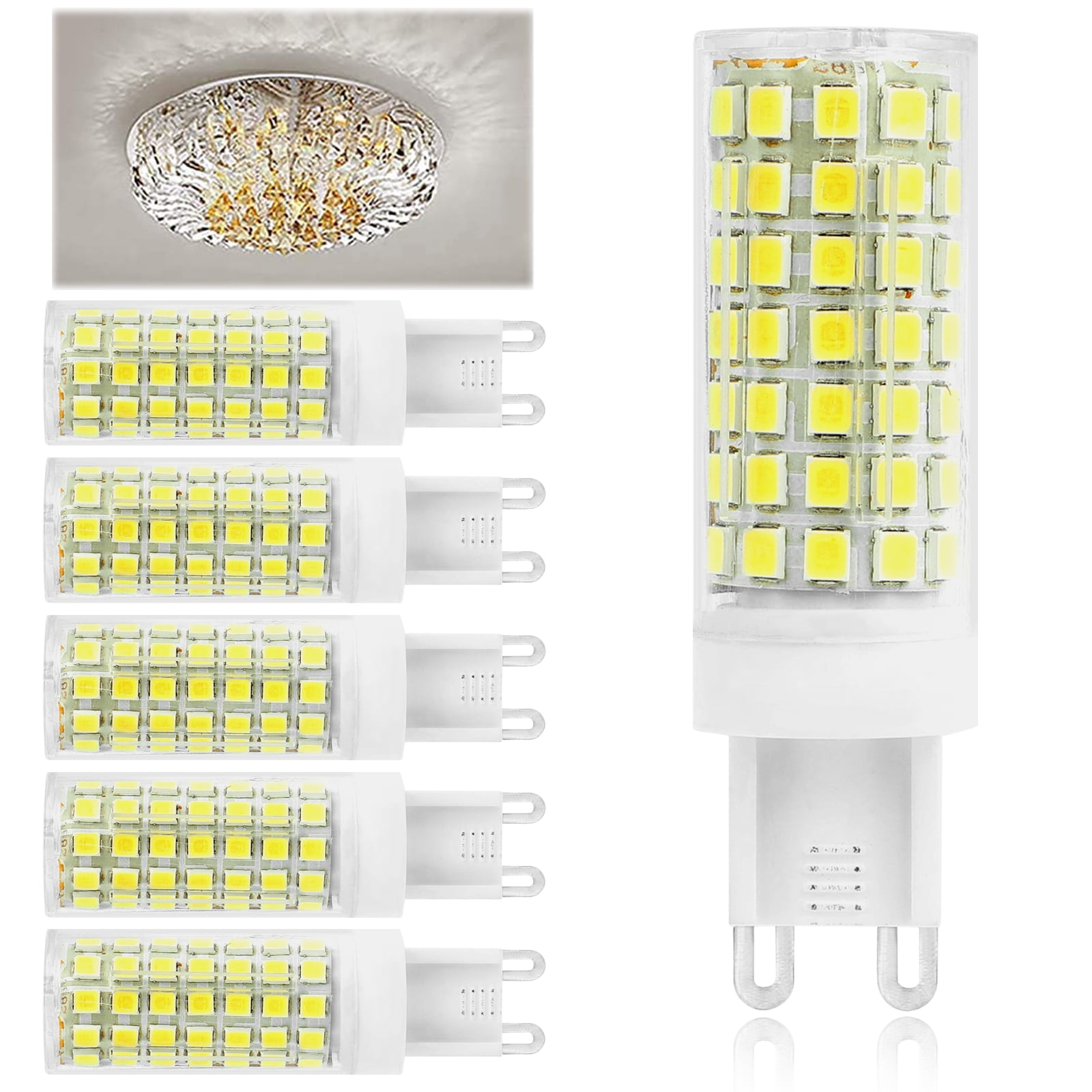 BAOMING G9 LED Bulb 6W, 60 Watt G9 Base Halogen Equivalent, 2700K Soft Warm  White, 120V No-Flicker, Chandelier Lighting Non-Dimmable 600LM (5 Pack)