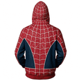 thumbnail image 3 of Adults Spider Hero Full Zip Up Hoodie, Red Blue Graphic Web Print Long Sleeve Pocket Sweatshirt Cosplay Costume Tracksuit Outfit, 3 of 3