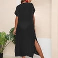 thumbnail image 4 of FAIWAD Robes de Plage Grande Taille pour Femmes Robe Mini à Manches Courtes Découpée Robe d'Été Fendue sur le Côté, 4 of 4
