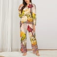 thumbnail image 3 of Kll Fall Colorful Print Women'S Long Sleeve Pajamas With Pants Sleepwear Loungewear 2 Set-Small, 3 of 9