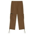 thumbnail image 4 of ZOYOEN Boys Sweatpants with Pockets- Casual Drawstring Elastic Waist Baggy Wide Leg Cargo Pants Brown Size 10, 4 of 6