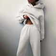 thumbnail image 2 of YUGYXL 2 Piece Activewear Outfits for Women Oversized Solid Color Hoodie Sweatshirt and Loose Sweatpants Thin Fleece Jogger Tracksuit Set Gift for Family White,L, 2 of 9