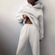 thumbnail image 5 of Mujeres Casual Color sólido Dos piezas Pantalones largos Sudadera con capucha Conjuntos de sudaderas de manga larga Pompotops  qwe23373, 5 of 8