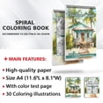 thumbnail image 3 of TPLHOUSE Beachside Cottage Spiral Coloring Book for Adults Relaxation & Stress Relief, 30 Coloring Pages Featuring Beachside Cottages, Tranquil Coastal Views, Tropical Scenery and Relaxing Beach Vibes, 3 of 6