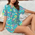 thumbnail image 4 of Fotbe Donut Print Pajama Set for Women 2 Piece Loungewear Short Sleeve Tops and Shorts Set Soft Sleepwear-Large, 4 of 7