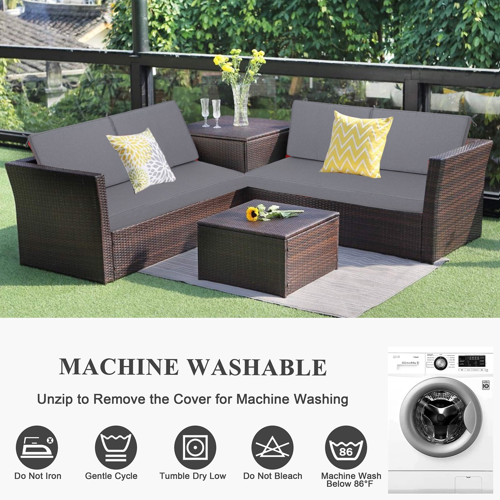 swing Outdoor Loveseat Cushion Set 48 x 25 inch,Waterproof Weather & Fade Resistant Seat and Backrest Cushion Set for Couch, Swing, Bench
