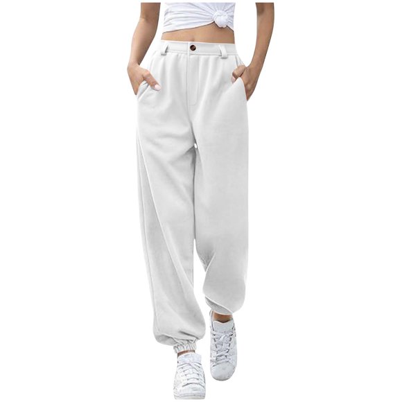Lmnyox Women's Sweatpants Casual Loose Elastic Waist Pull-On Joggers Solid Fashion Drawstring Athletic Pants