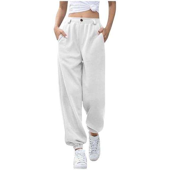 Lmnyox Women's Sweatpants Casual Loose Elastic Waist Pull-On Joggers Solid Fashion Drawstring Athletic Pants