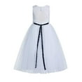 thumbnail image 2 of Ekidsbridal White Scoop Neck A-Line Keyhole Back Floral Lace Formal Flower Girl Dress Dance Recital Ballroom Gown 178 10, 2 of 3