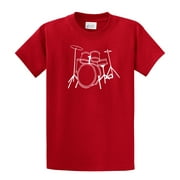 Youth Drumming Short Sleeve T-shirt Drumset Design-Red-Ym