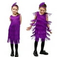 thumbnail image 3 of IBTOM CASTLE Kids Girls 1920s Flapper Dress Vintage Sequins Fringe Gatsby Halloween Party Dress up with Feather Headband 7-9 Years Purple, 3 of 4