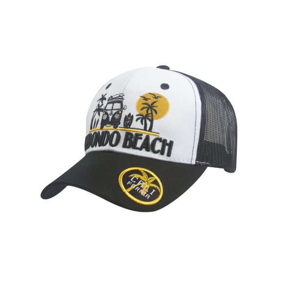 Top Headwear Summer Van Adjustable Trucker Hat - Redondo Beach - Black/White