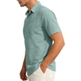 thumbnail image 3 of GrmtClth Mens Shirts Loose Fit Collared Top Breathable Short Sleeve Polo Shirt Trend Button Down Tee with Pocket Green 3XL, 3 of 4