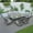 Gray, variant on Direct Wicker Outdoor Patio 6-Seat Rectangular Fire Pit Dining Table and Rattan Chair, Brown
