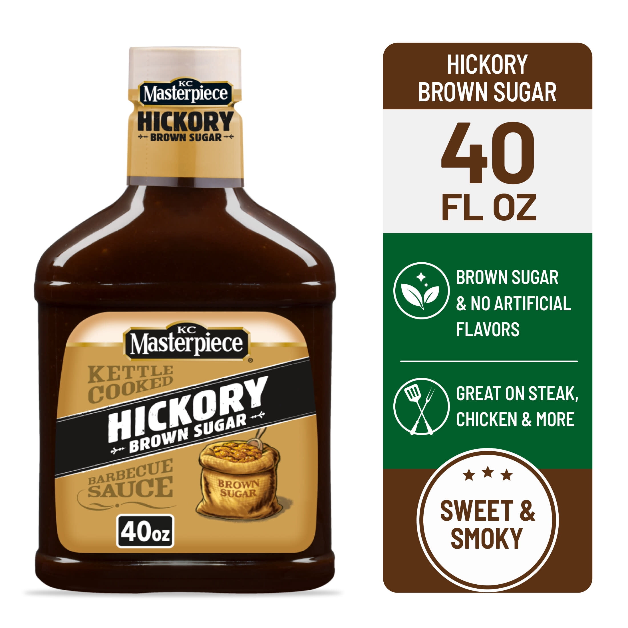 (3 pack) KC Masterpiece Hickory Brown Sugar Barbecue Sauce, 40 fl oz Bottle