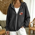 thumbnail image 2 of Gsakboxl Sweatshirt for Women Football Embroidery Full Zip Up Long Sleeve Hooded Sweatshirt, Casual Outer Hood Jacket For Football Lovers Fall Daily Wear, 2 of 8