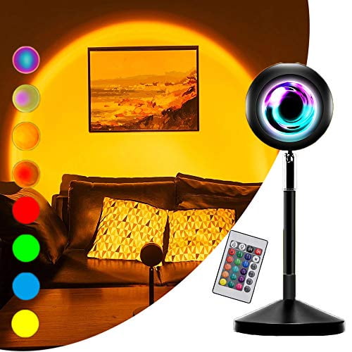 Sunset Lamp with Remote Control,16 Colors Sunset Projector Atmosphere Light 4 Modes,Rainbow Lamp Decorations for Room Decor,USB Charging