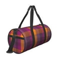 thumbnail image 3 of Fotbe Purple Yellow Buffalo Plaid Pattern Foldable Sports Gym Bag with Wet Dry Pocket, Ultralight Travel Bag, Large Capacity Duffel Bag, Splash Proof Carry on Bag, Overnight Bag, Weekender Bag, 3 of 8