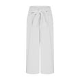 thumbnail image 4 of Donemore Men's Washed Cotton Pure Color Elastic Waist with Drawstring Wide-Leg Vacation Pants Casual Comfort Menswear, 4 of 6