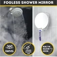 thumbnail image 3 of Shower Mirror Fogless for Shaving - with Suction, Razor Holder for Shower & Swivel, Small Mirror, Shower Accessories, Bathroom Mirror, Bathroom Accessories, Holds Razors (White), 3 of 6