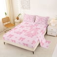 thumbnail image 2 of Manfei Kawaii Bows Full Size Sheets For Girls,Pink Letter A Initial Lettering Bed Sheets,4 Pieces, 2 of 6