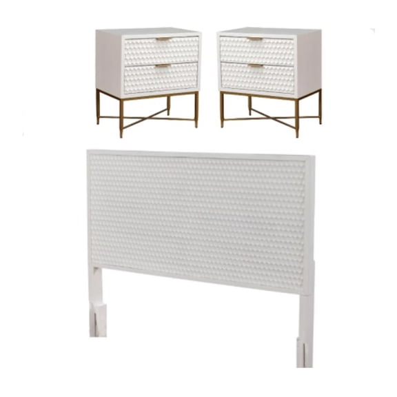 Home Square 3 Piece Set with 2 Nightstands & California King Wood Headboard