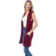 thumbnail image 4 of Made by Olivia Women's Sleeveless Draped Heavyweight Open Front Cardigan Layering Long Vest With Side Pockets -Made In USA, 4 of 6