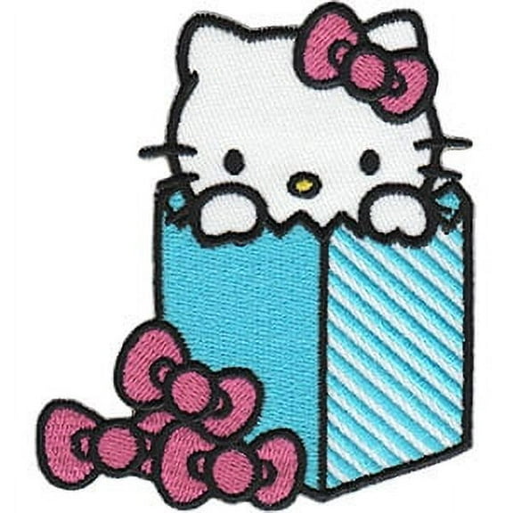 HELLO KITTY IN BAG, Officially Licensed, Iron-On / Sew-On, Embroidered PATCH - 3" x 3.5"