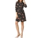 thumbnail image 2 of Vestido de camisa floral con cinturón y botones de solapa para mujer Allegra K XL negro rojo, 2 of 8