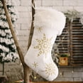 thumbnail image 5 of Vnanda Christmas Stockings, White Snowflake Large Stockings Faux Fur Fireplace Hanging Candy Gift Socks Christmas Ornament Gift Bags for Family Holiday Xmas Party Decorations, 5 of 6