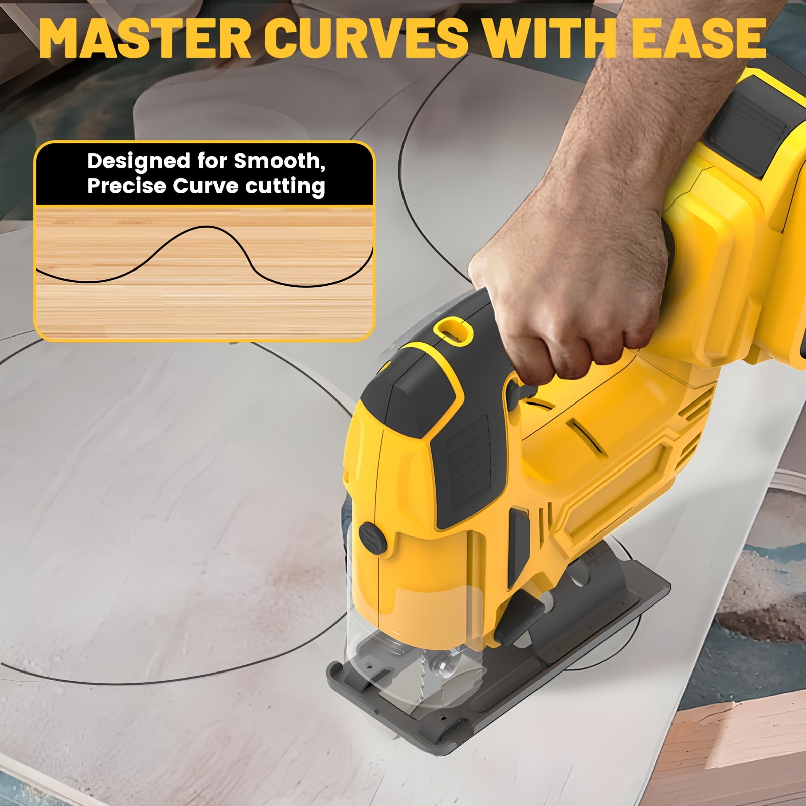 Cordless Jigsaw With Rechargeable Battery 0 To 45 Degree Bevel Adjustment 3 Cutting Modes LED Light For Wood Metal Plastic Cutting