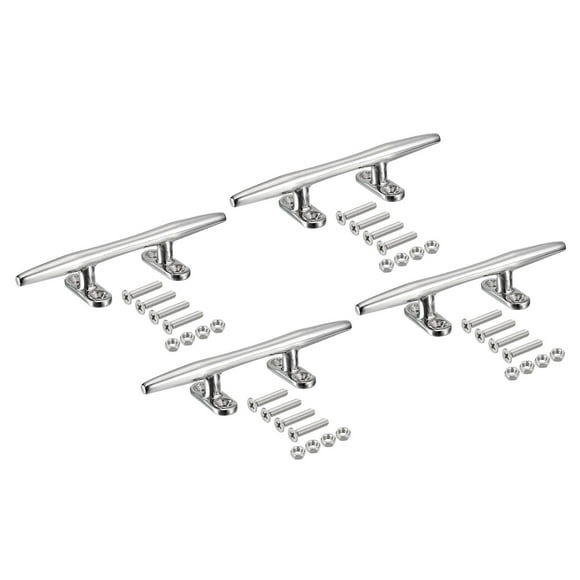 Unique Bargains Boat Cleat Open Base 4', 4 Pcs 316 Stainless Steel Dock Cleat, Mooring Accessories