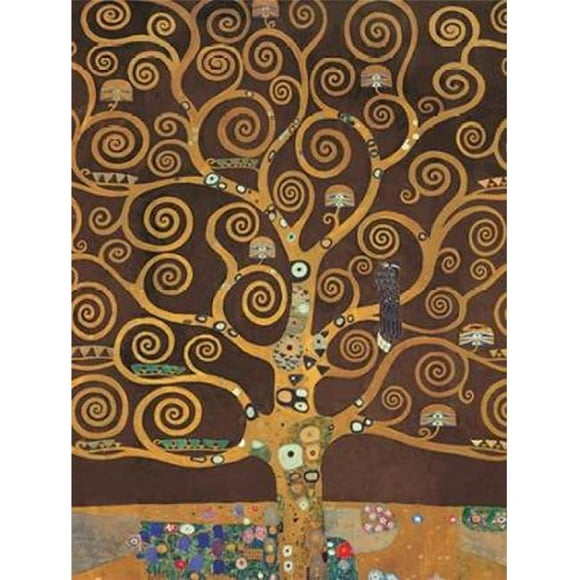 Selected Artworks PDX3GK1834SMALL Arbre de Vie Brun Variation Affiche Imprimée par Gustav Klimt&44; 11 x 14 - Petit