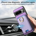 thumbnail image 5 of PU Leather Case for Google Pixel 9 / 9 Pro, Detachable Magnetic Card Holder Slim Protective Support Car Magnetic Mount Secure-Grip Ring Stand Compatible with Google Pixel 9 / 9 Pro - Purple, 5 of 7